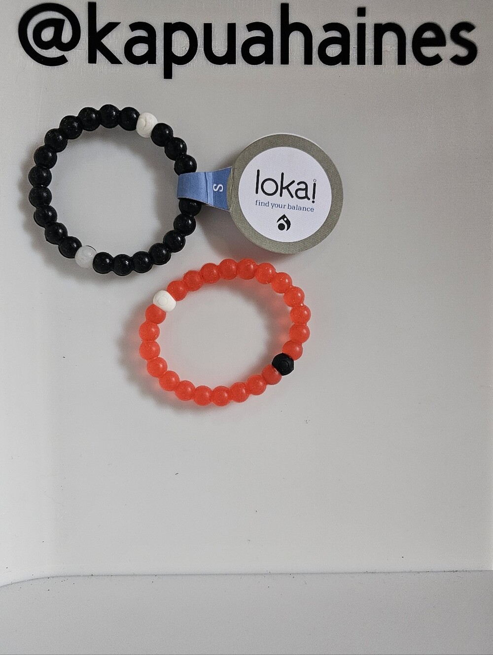 Lokai Kids Bracelet Duo(2) Small - Black & Bright Orange Beaded Set